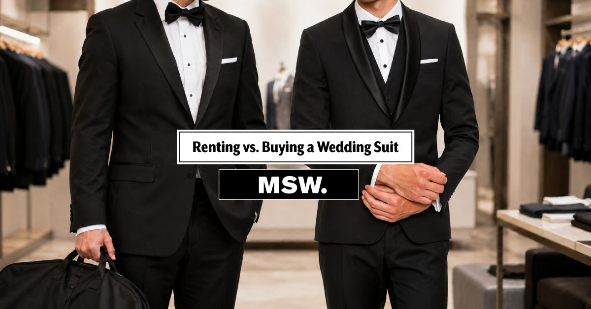 Two men in wedding suits