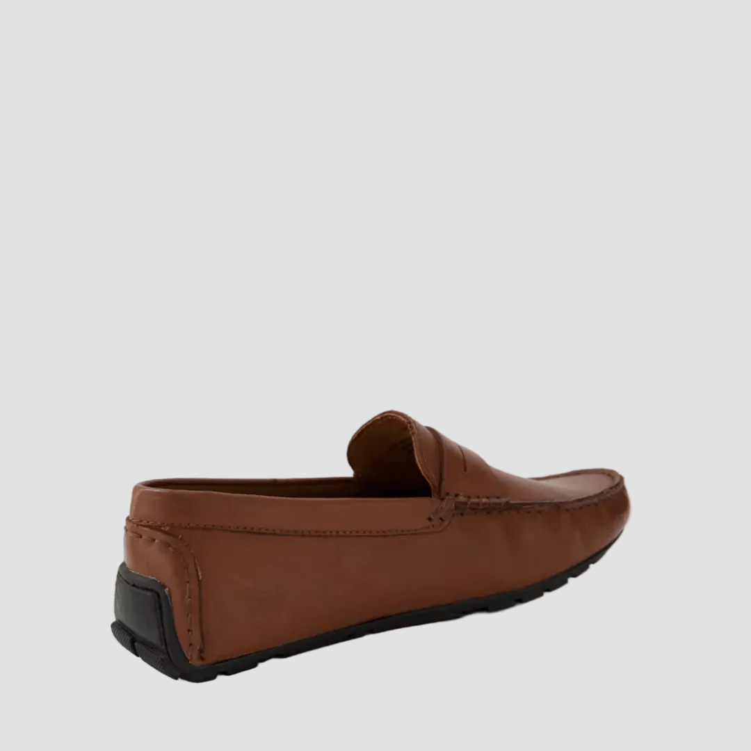 AQ by Aquila Conwell Leather Loafers in Tan