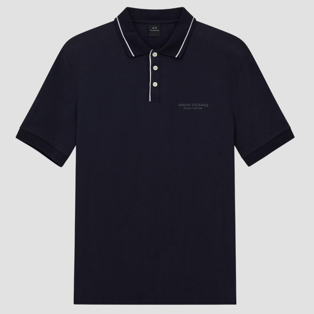 Armani Mens Regular Fit Polo in Deep Navy Stretch Jersey