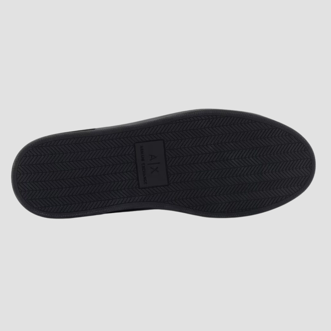 Armani Mens Sole Logo Sneakers in Black Leather