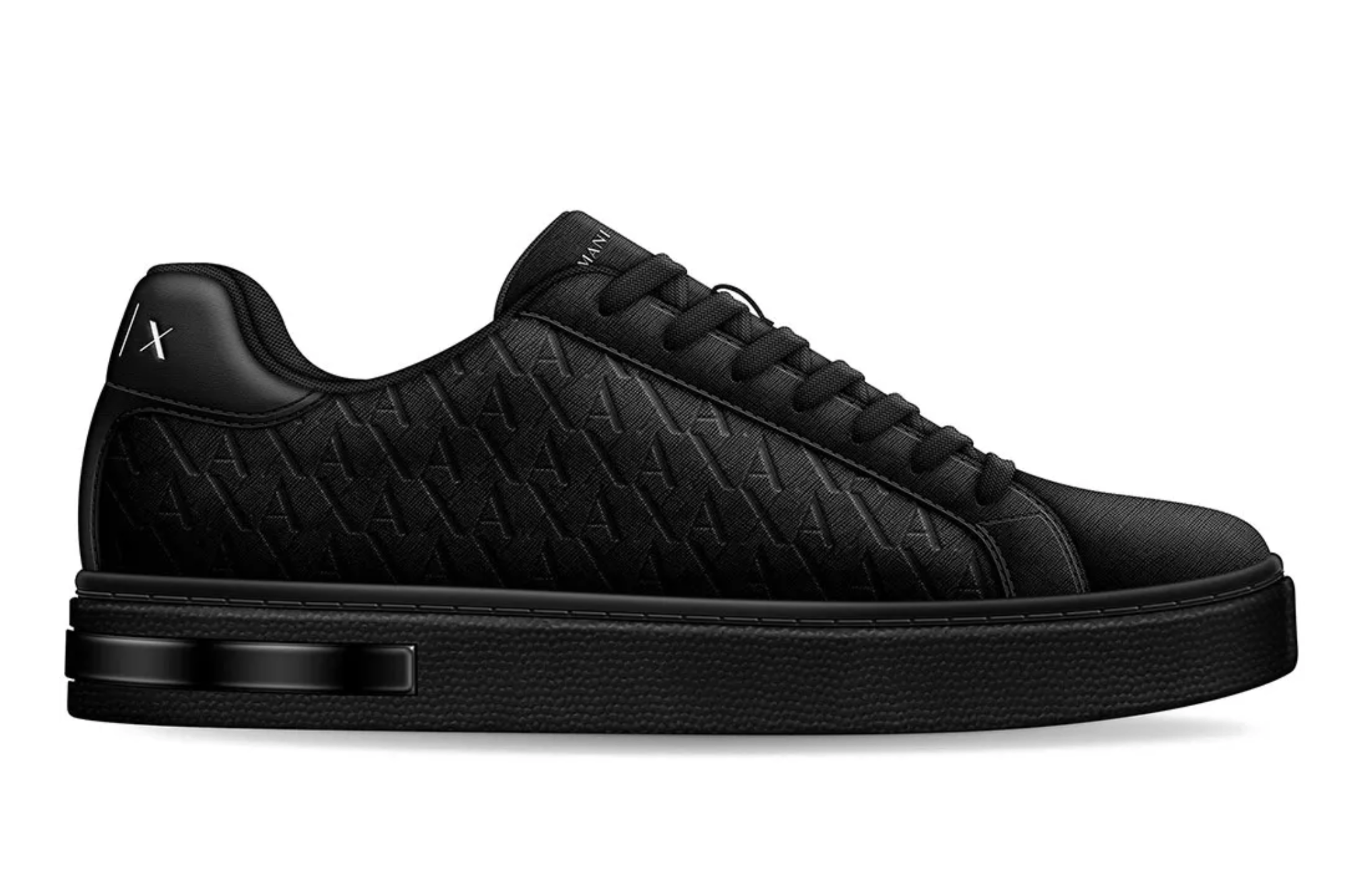 Armani Mens Twill Webbing Sneakers In Triple Black