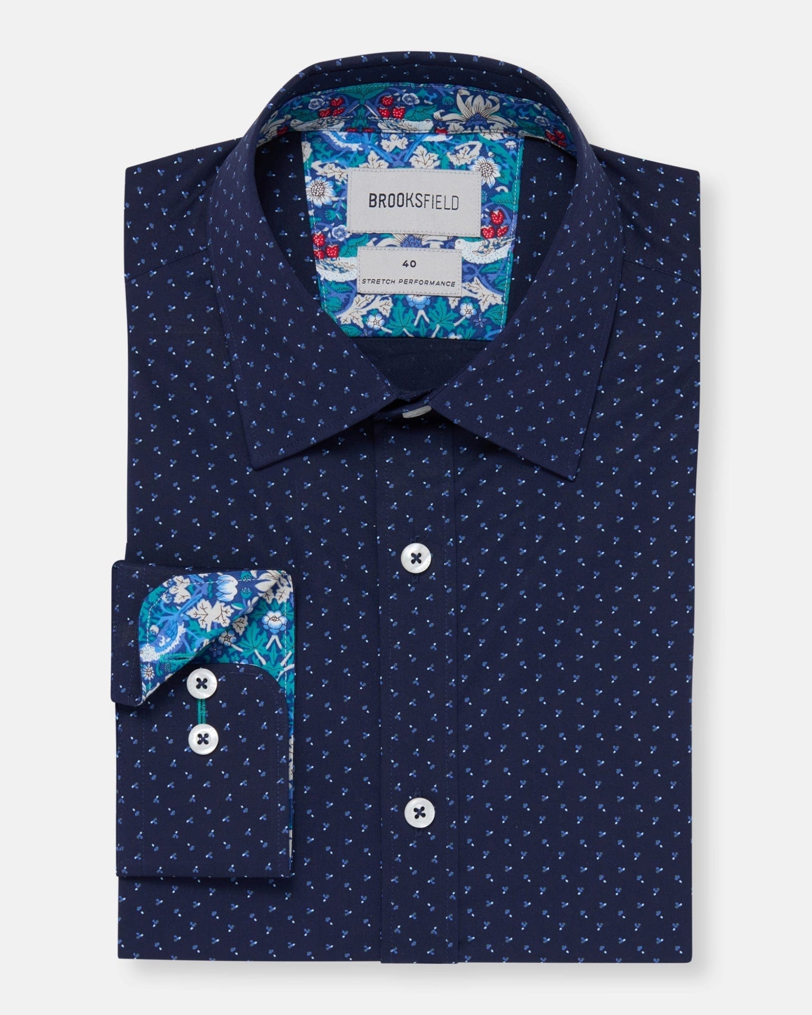 Brooksfield classic fit stretch mens shirt in navy