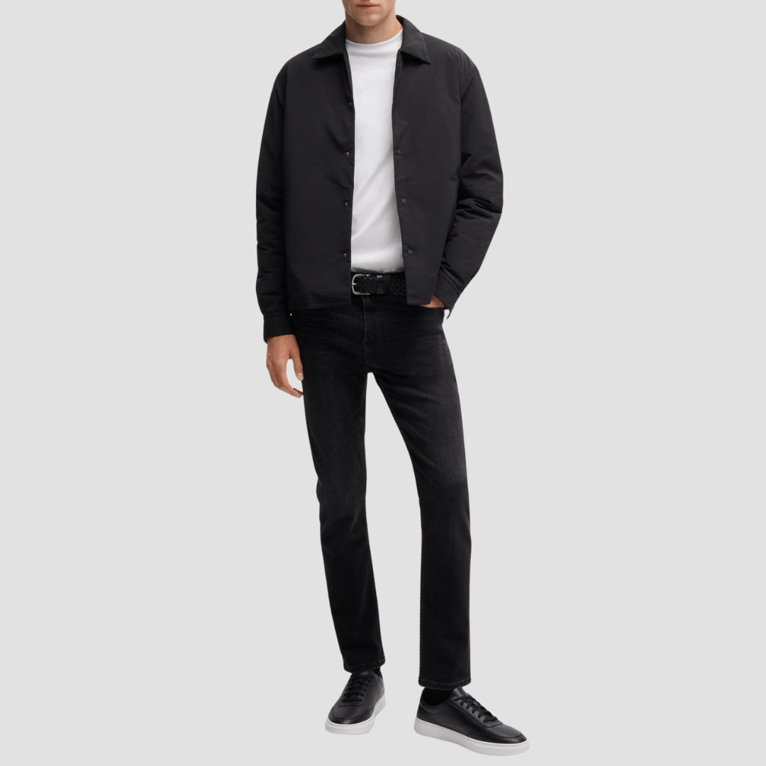 Boss Kieran Tenn Mens Coated Leather Trainers in Black