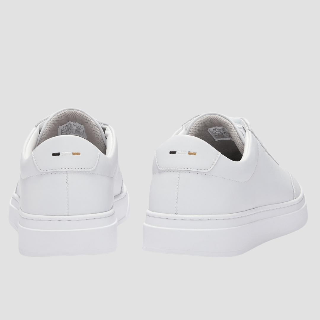 Boss Kieran Tenn Mens Coated Leather Trainers in White