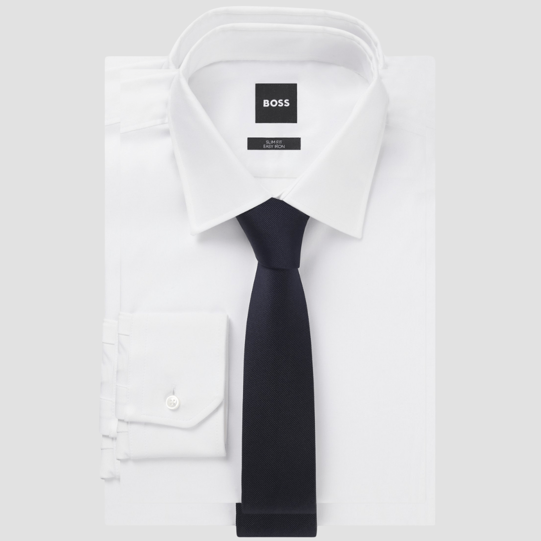 Boss Mens H-Tie in Dark Blue Pure Silk