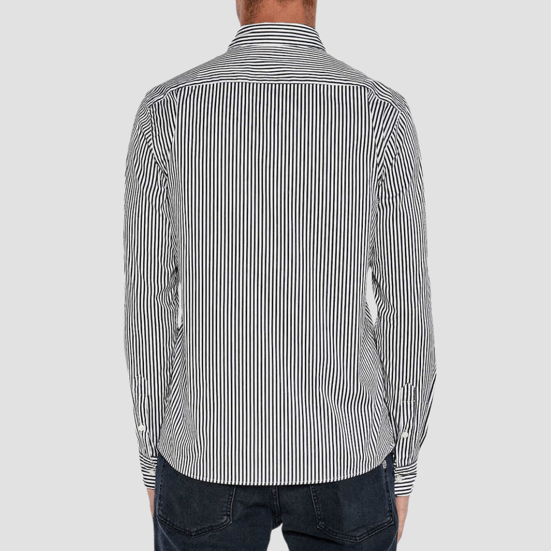 Boss Mens Slim Fit Roan Shirt in Dark Blue Stripe