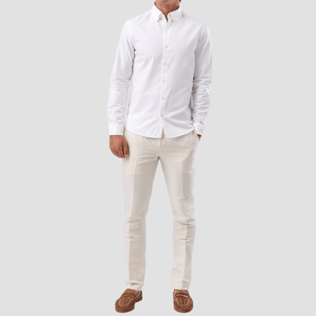 Brooksfield Casual Oxford Button Down Shirt in White