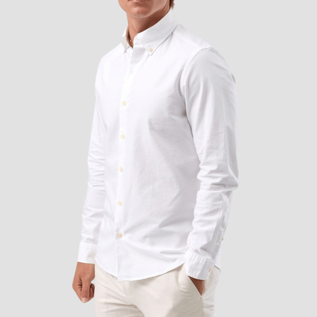 Brooksfield Casual Oxford Button Down Shirt in White
