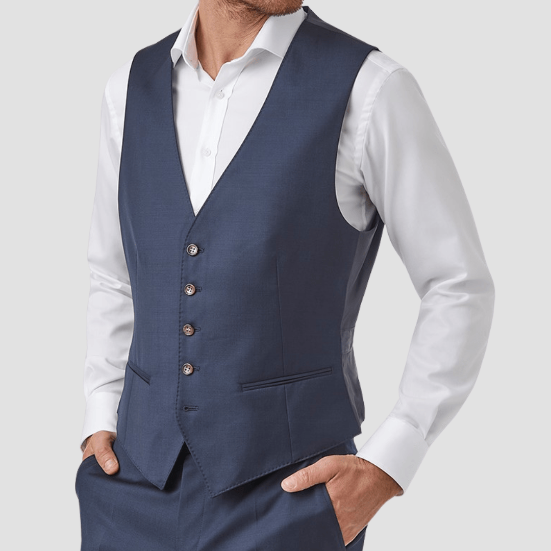 Cambridge Modern Fit Fawkner Vest in Navy Pure Wool