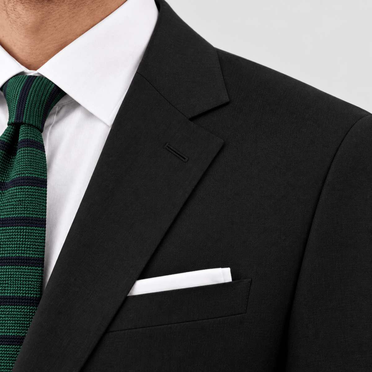 Savile Row Tailored Fit Men's Abram Survivor Suit in Black Wool Blend