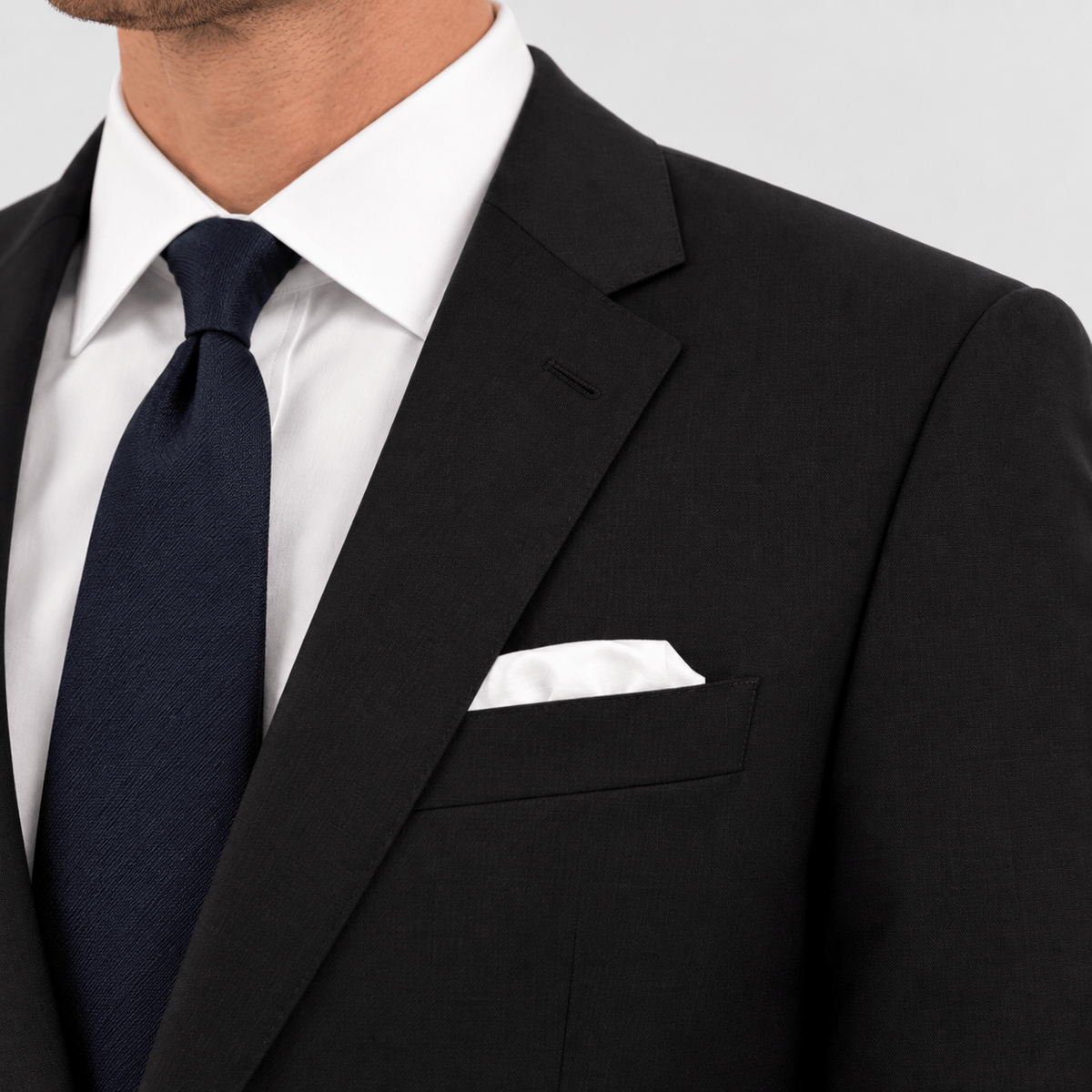 Savile Row Tailored Fit Men's Abram Travel Suit in Black Australian Merino Wool