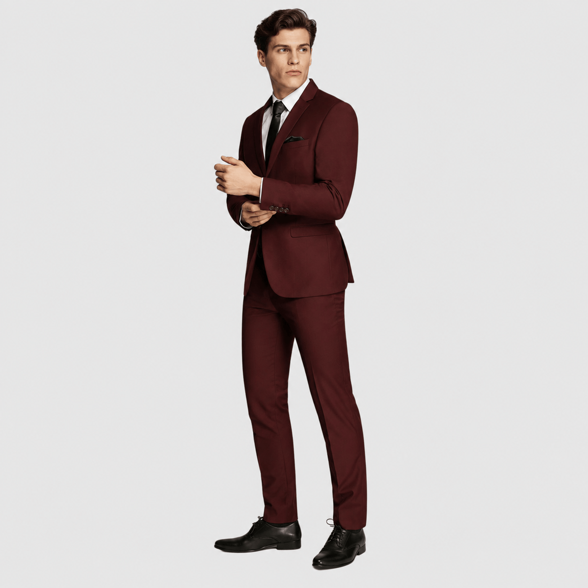 Boulvandre Mens Slim Fit Scuzzatti Suit in Maroon