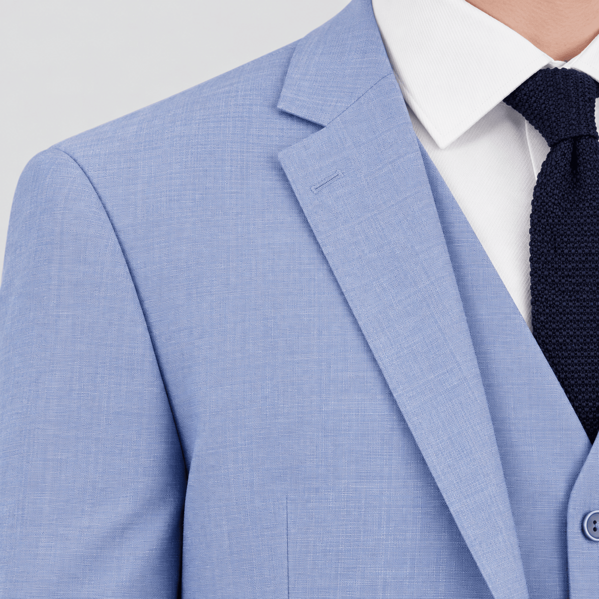Savile Row Tailored Fit Men's Asher Linen Suit in Sky Wool Linen Blend