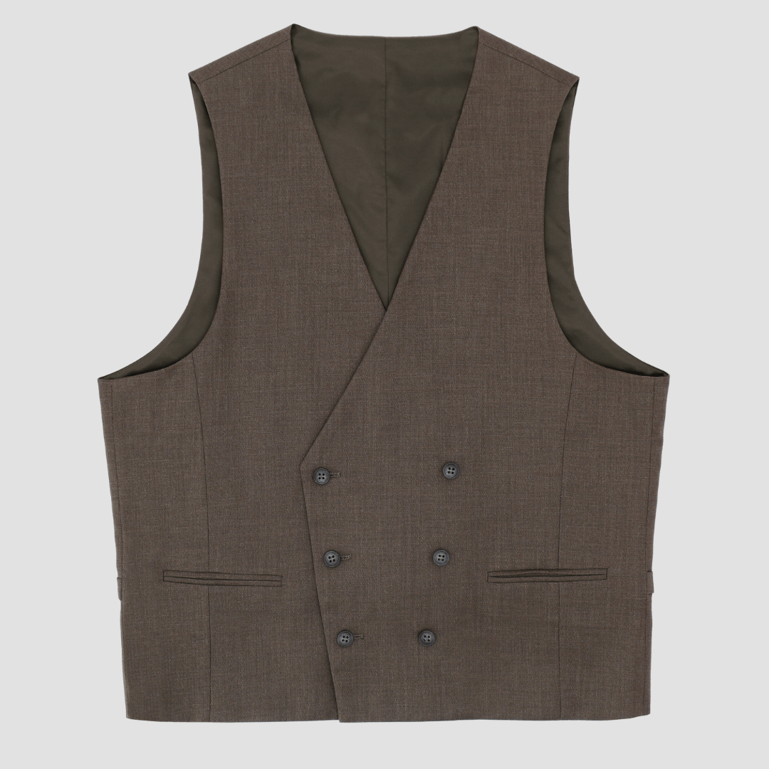 Christian Brookes Mens Slim Fit Turin Edward Vest in Brown