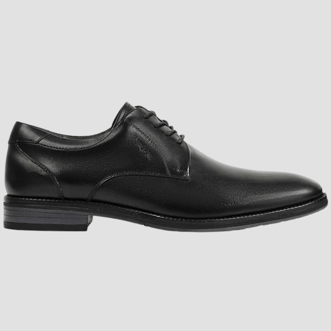Black leather dress shoe