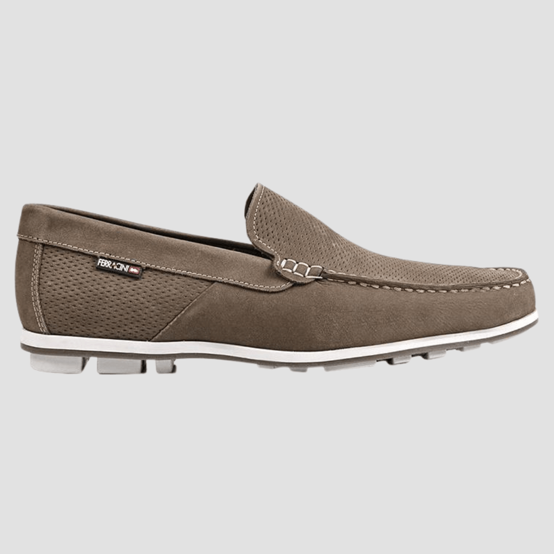 Ferracini Taffy Slip On Mens Leather Loafer in Grey