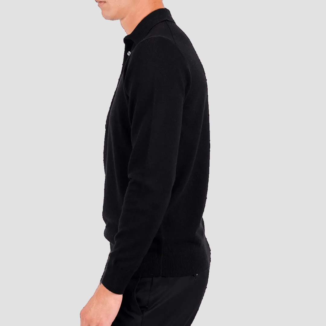 Person wearing a black long-sleeve shirt on a transparent background