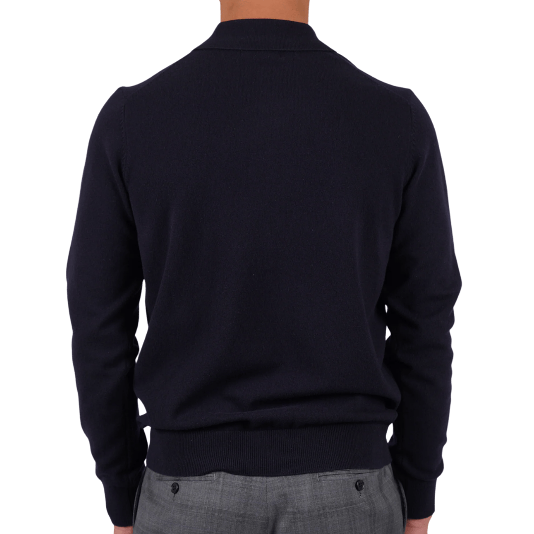 Hardy Amies Knit Polo Navy Merino Wool