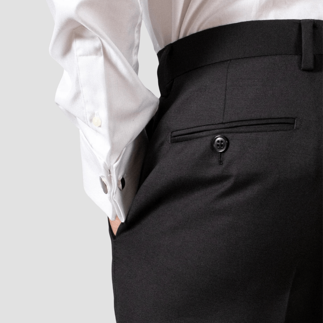 Hardy Amies Mens Tailored Fit Classic Trousers in Black