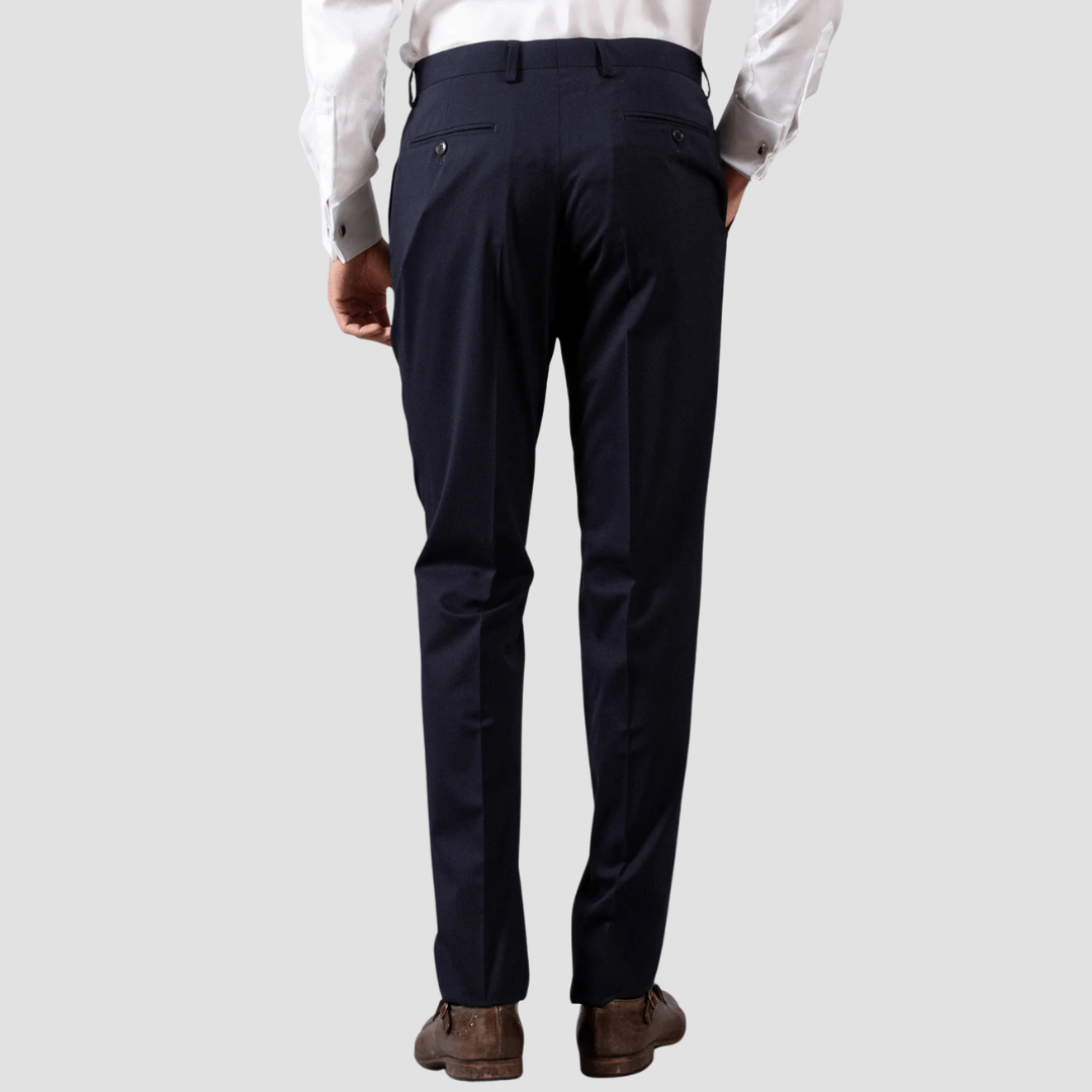 Hardy Amies Mens Tailored Fit Classic Trousers in Navy