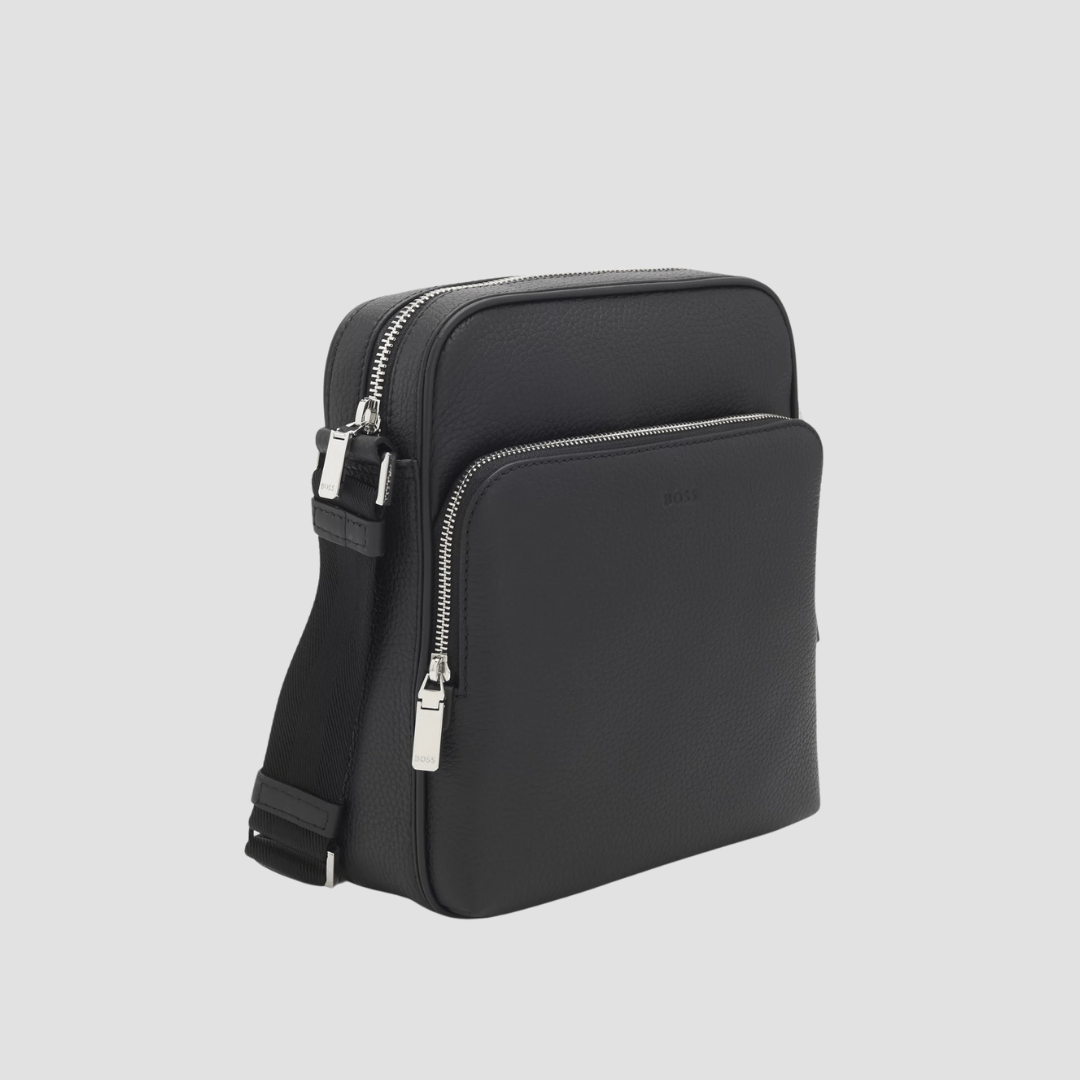 Hugo Boss Crosstown Leather Reporter Bag in Black
