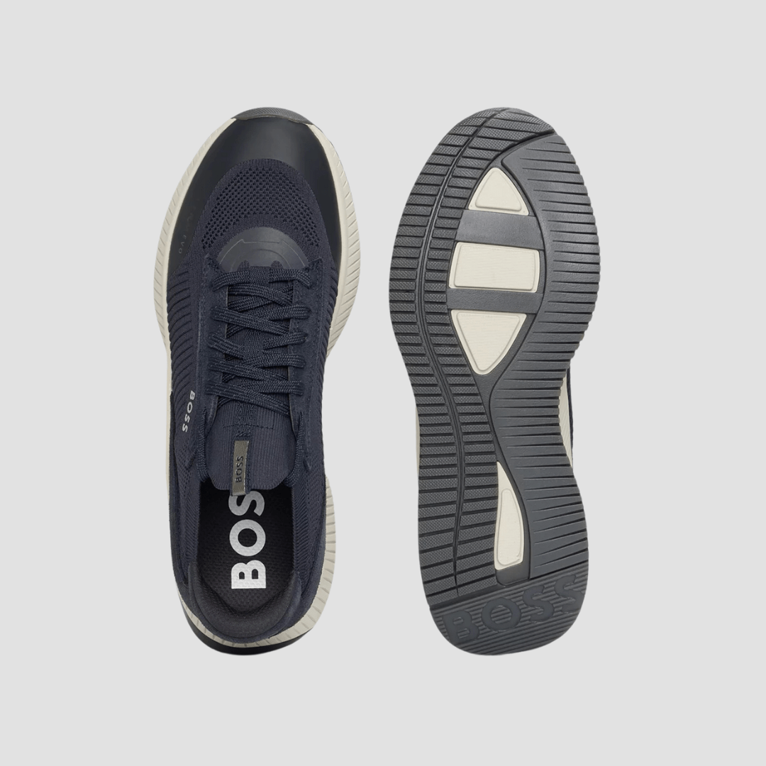 Hugo Boss Lightweight TTNM Evo Knitted Upper Trainers in Dark Blue