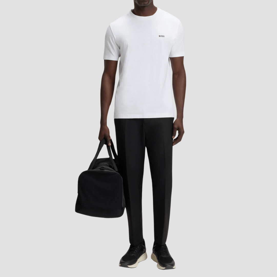 Hugo Boss Mens Tailored Fit Cotton Boss Logo T-Shirt in White