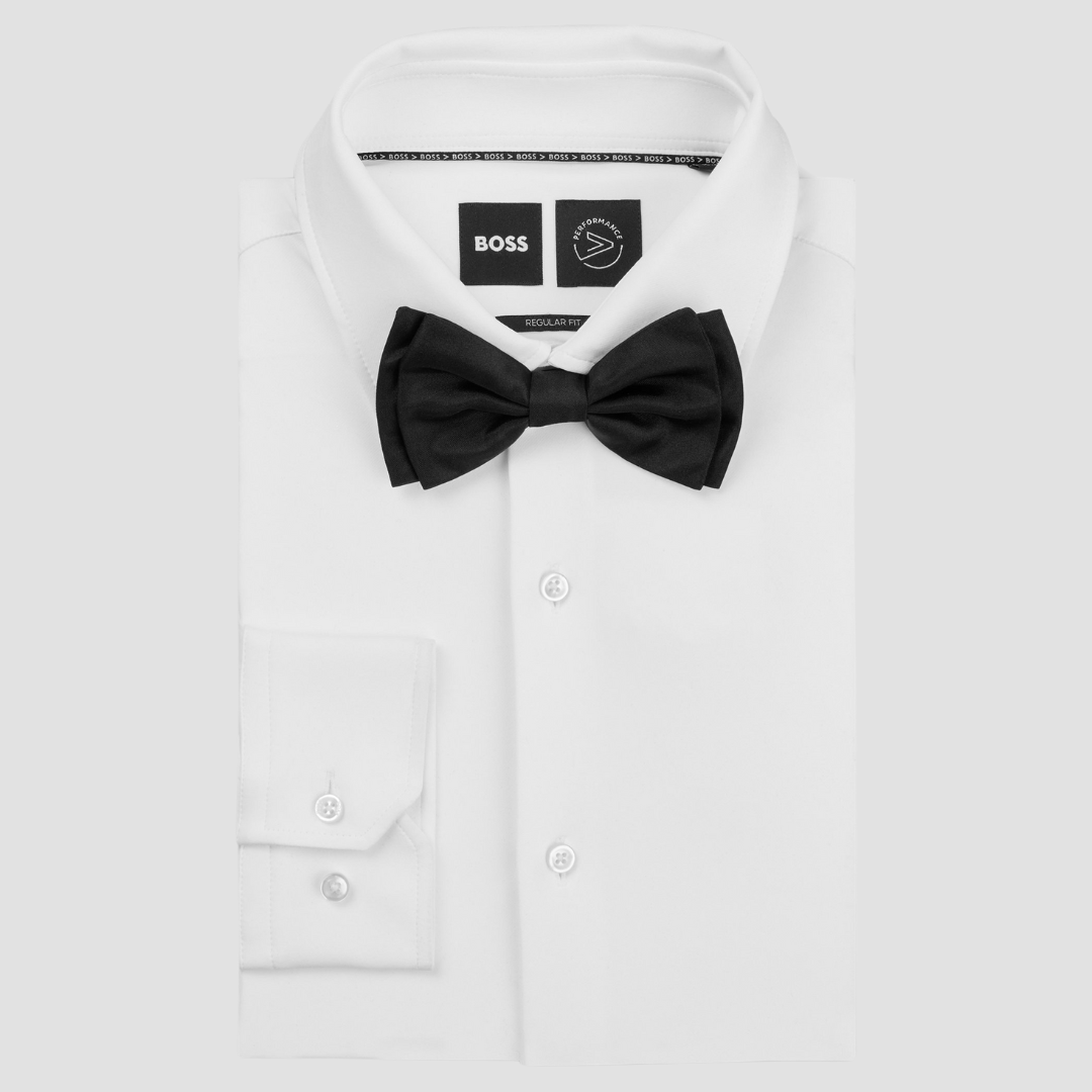 Boss Pure Silk Jacquard H-Bow Tie in Black
