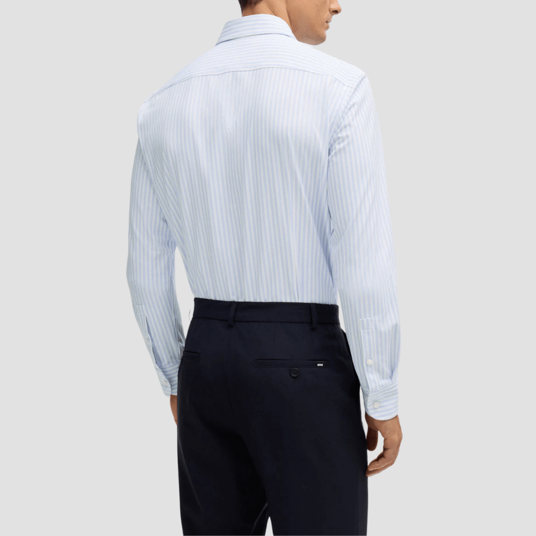 Boss Slim Fit Hank-Kent Shirt in Blue and White Stripe