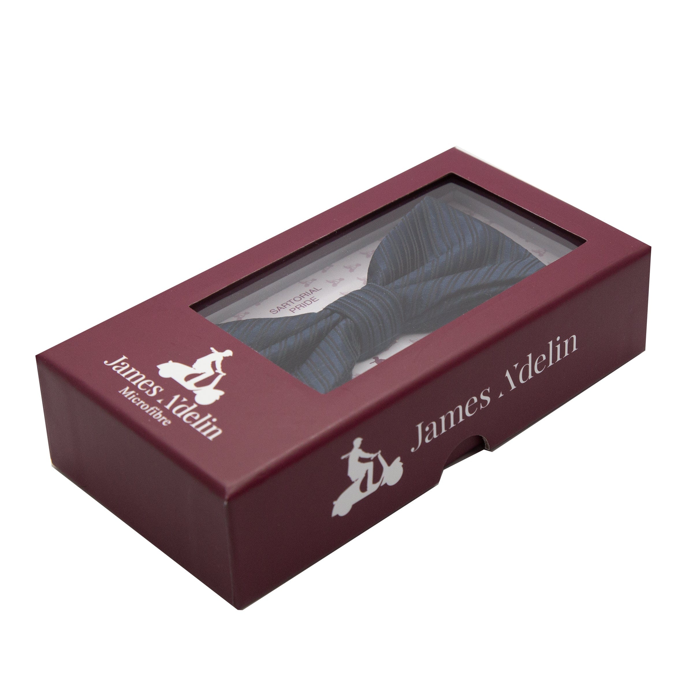 James Adelin Luxury Diagonal Textured Twill Weave Bow Tie in Navy