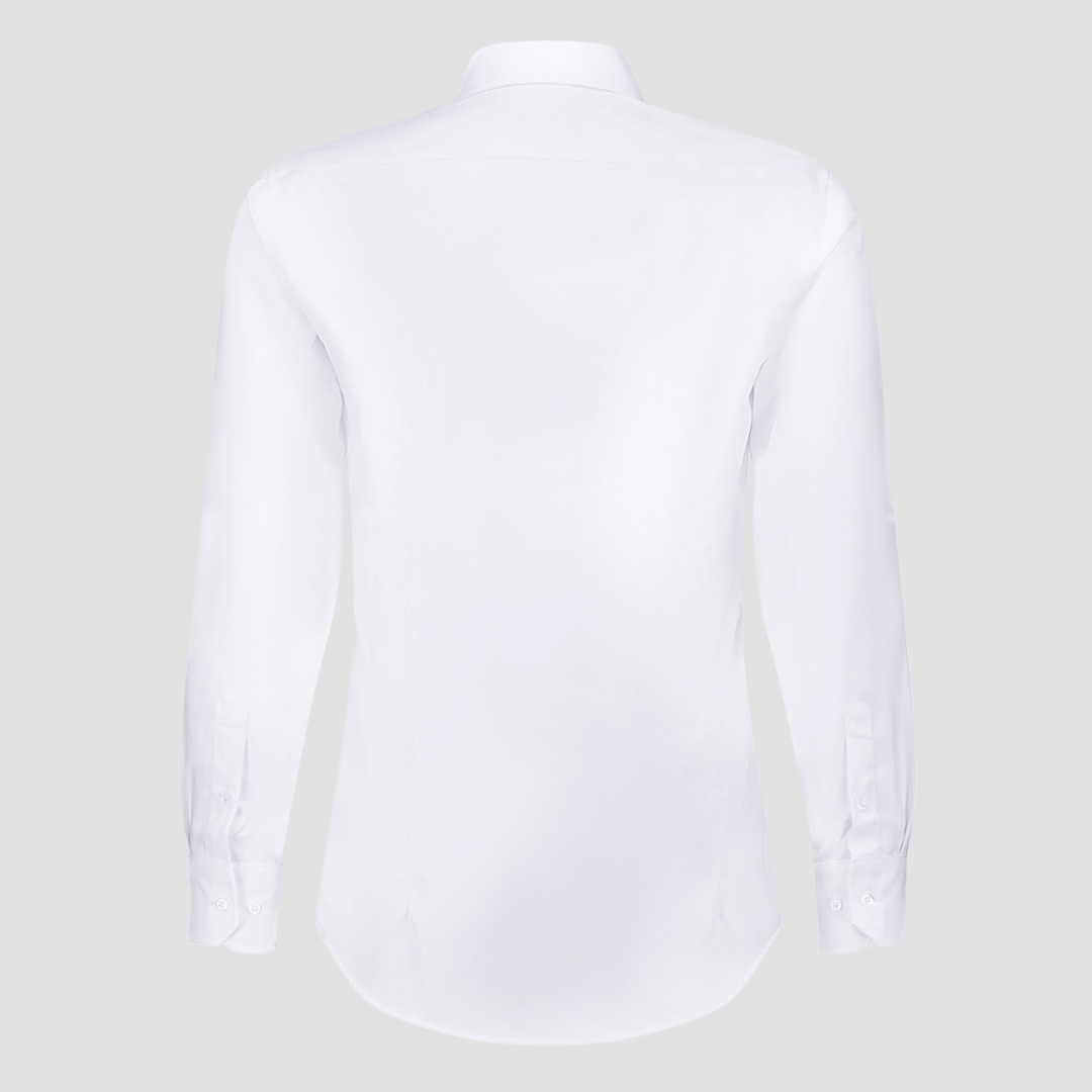 Jenson Mens Tapered Fit Cab Sauv Business Shirt in White Pure Cotton