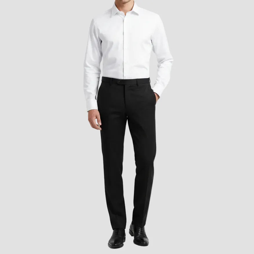 Jenson Mens Tapered Fit Cab Sauv Business Shirt in White Pure Cotton