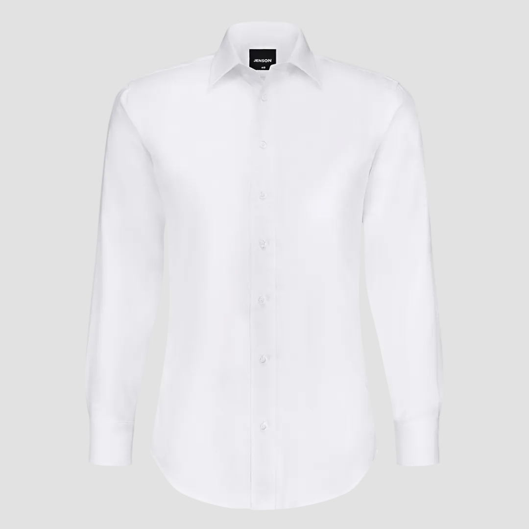Jenson Mens Tapered Fit Cab Sauv Business Shirt in White Pure Cotton