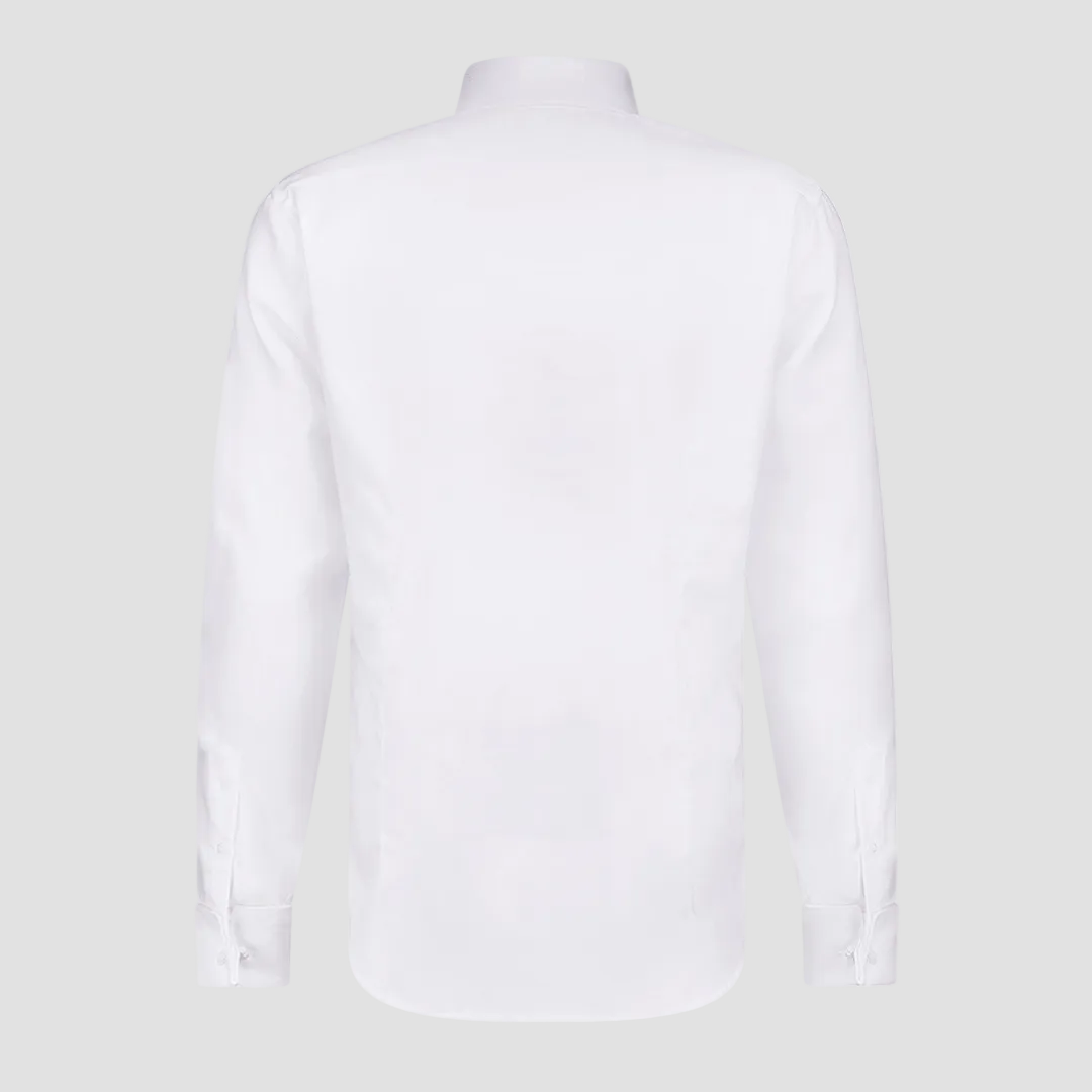 Jenson Mens Tapered Fit Malbec Textured French Cuff Dinner Shirt in White Pure Cotton