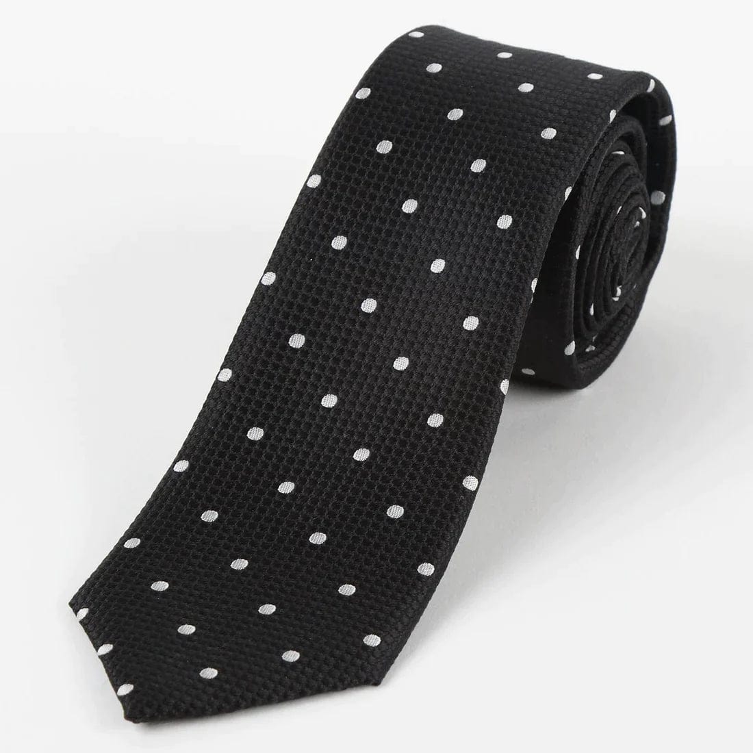 M19546T James Adelin Mens Silk Polka Dot Square Weave Neck Tie