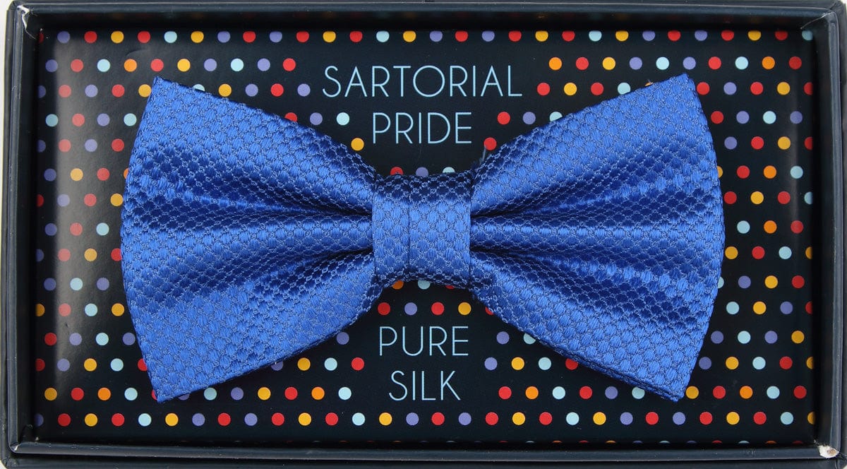 James Adelin Luxury Pure Silk Square Weave Bow Tie in Royal
