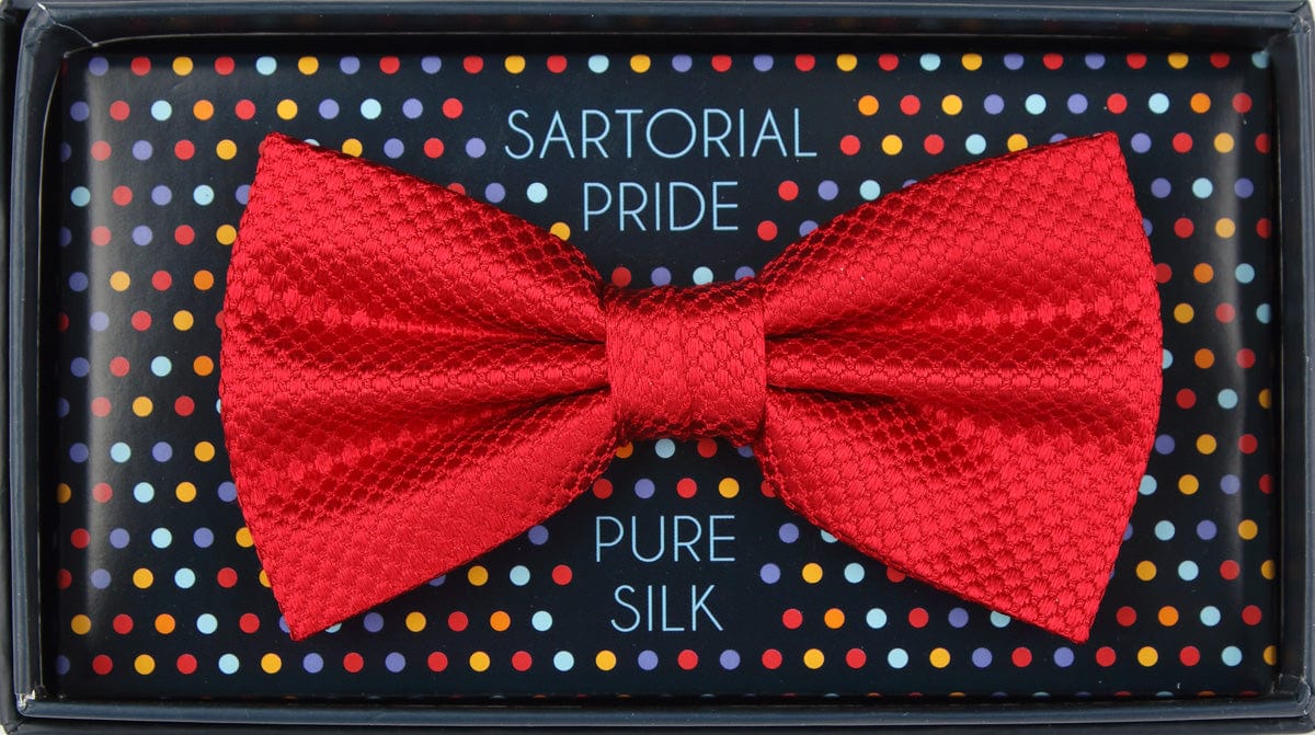 James Adelin Luxury Pure Silk Square Weave Bow Tie in Red