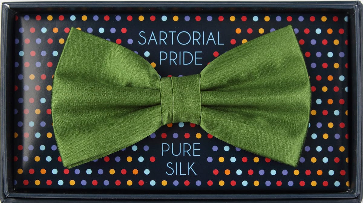 James Adelin Luxury Silk Satin Weave Bow Tie in Green