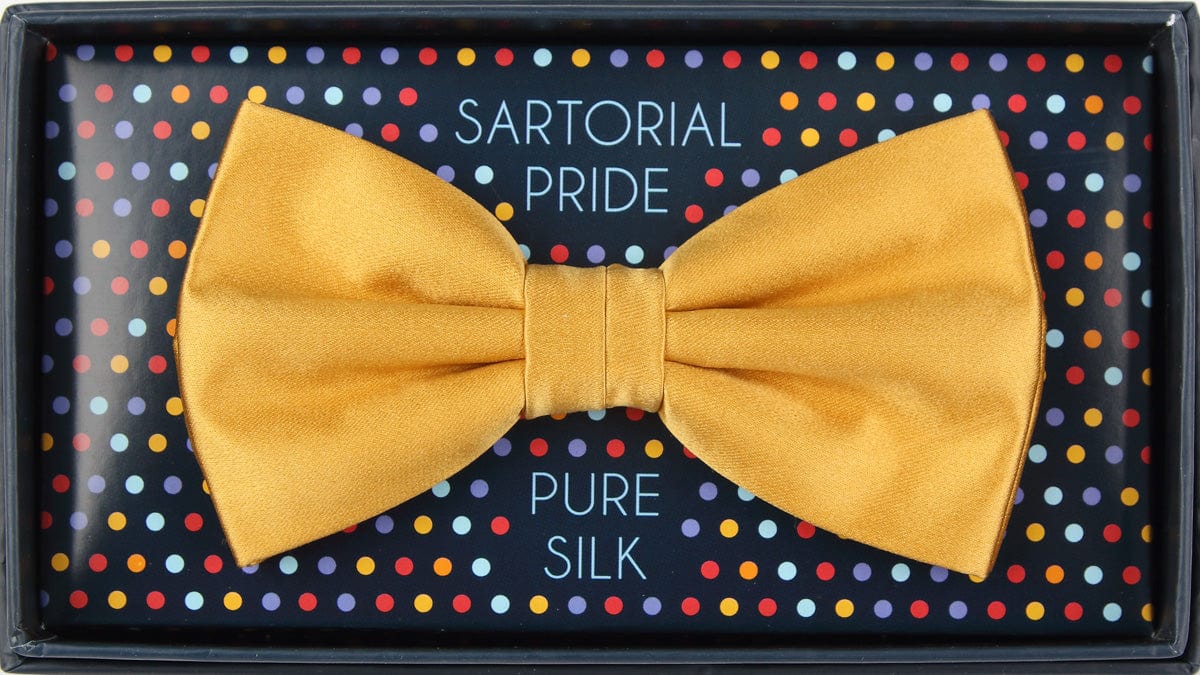James Adelin Luxury Satin Weave Pure Silk Bow Tie in Gold