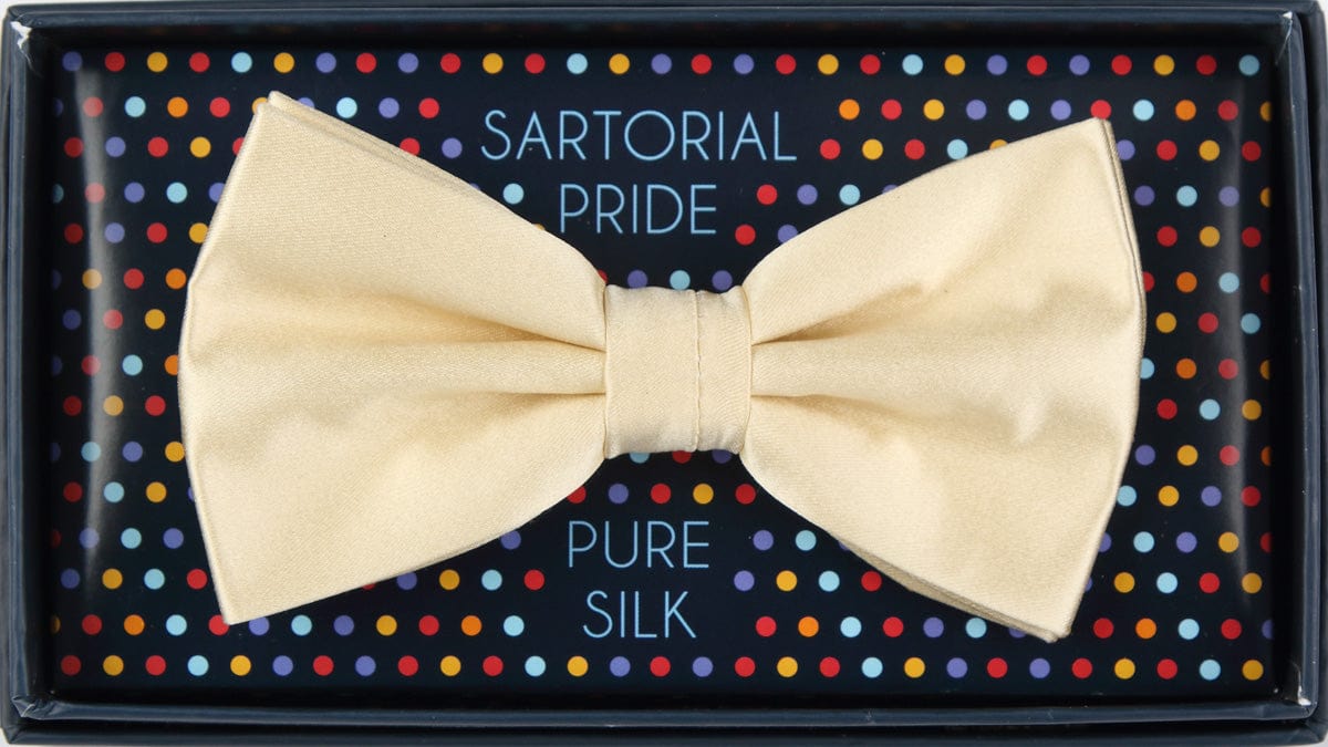 James Adelin Luxury Silk Satin Weave Silk Bow Tie in Ivory