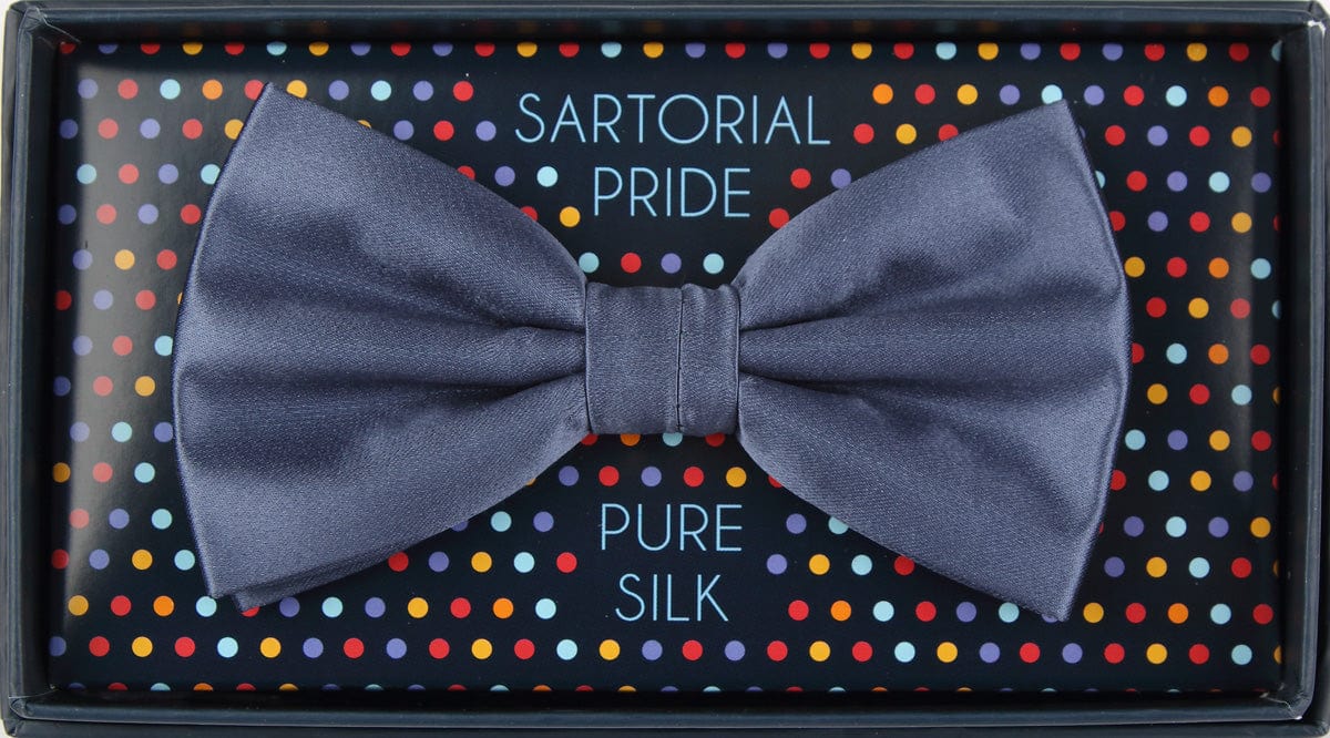 James Adelin Luxury Silk Satin Weave Silk Bow Tie in Slate