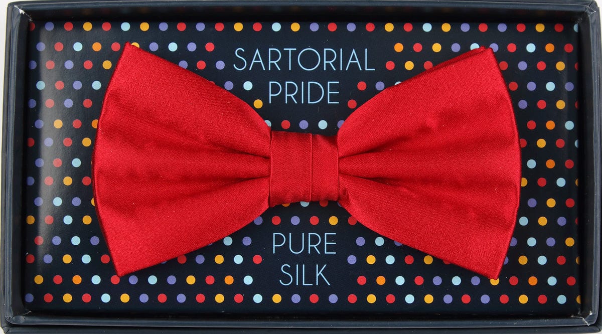 James Adelin Luxury Silk Satin Weave Bow Tie in Red