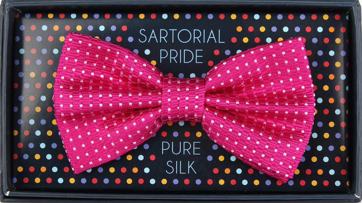 M19550B James Adelin Mens Silk Spotted Textured Weave Pre Tied Bow Tie