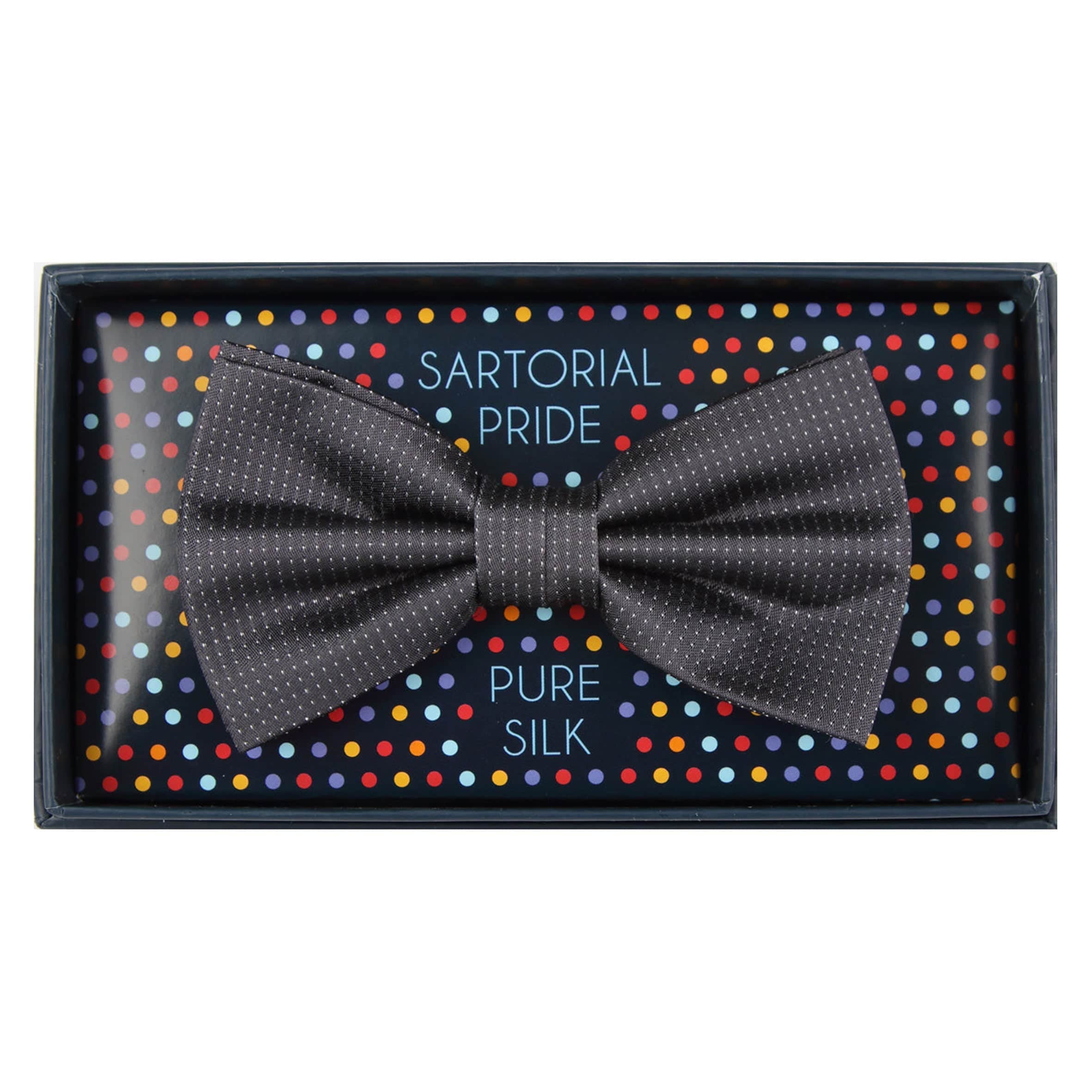 M19554B James Adelin Mens Silk Satin Pin Point Pre Tied Bow Tie