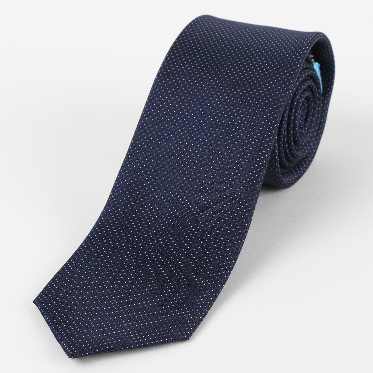 James Adelin Mens Silk Neck Tie in Navy Pin Point Satin