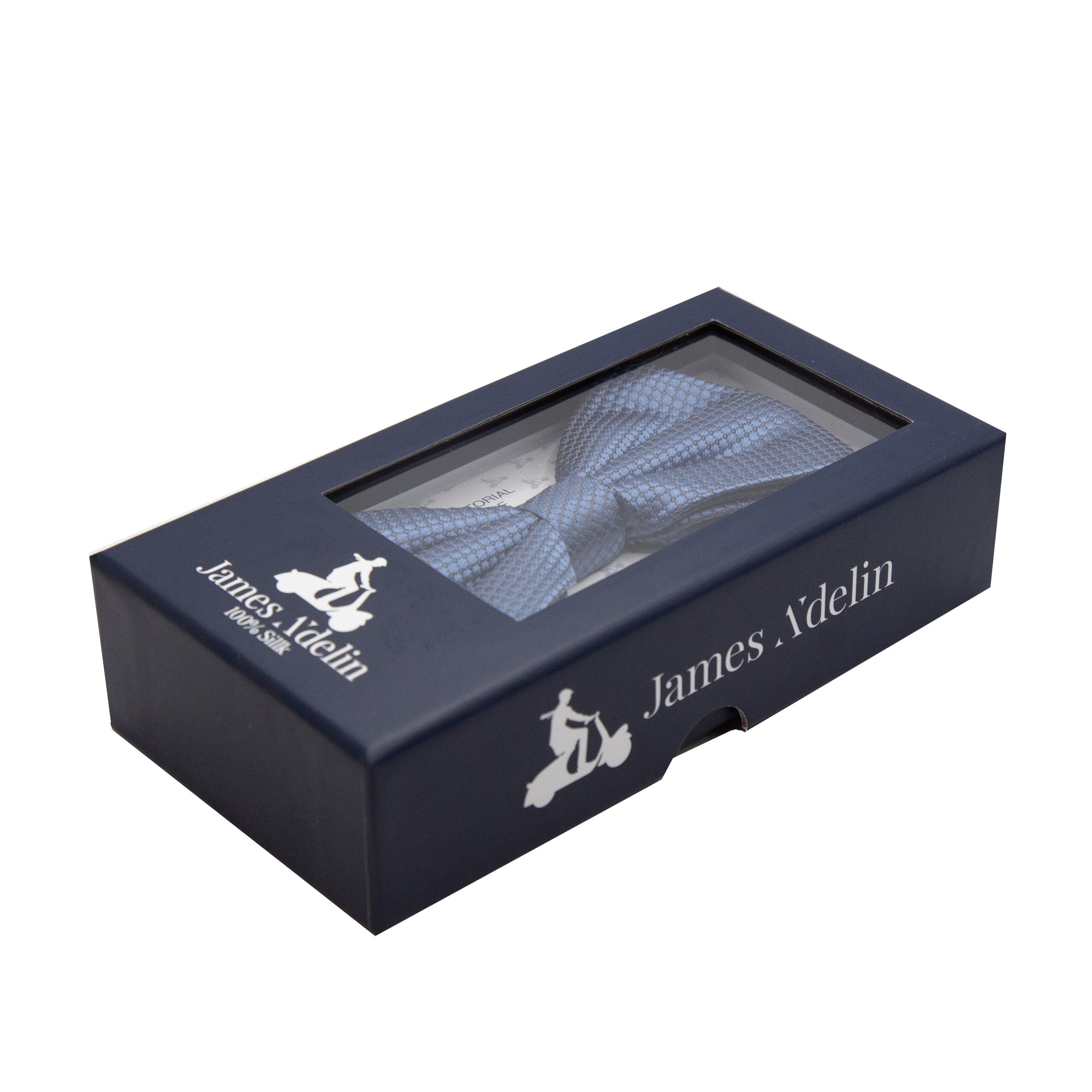 James Adelin Luxury Pure Silk Square Weave Bow Tie in Slate