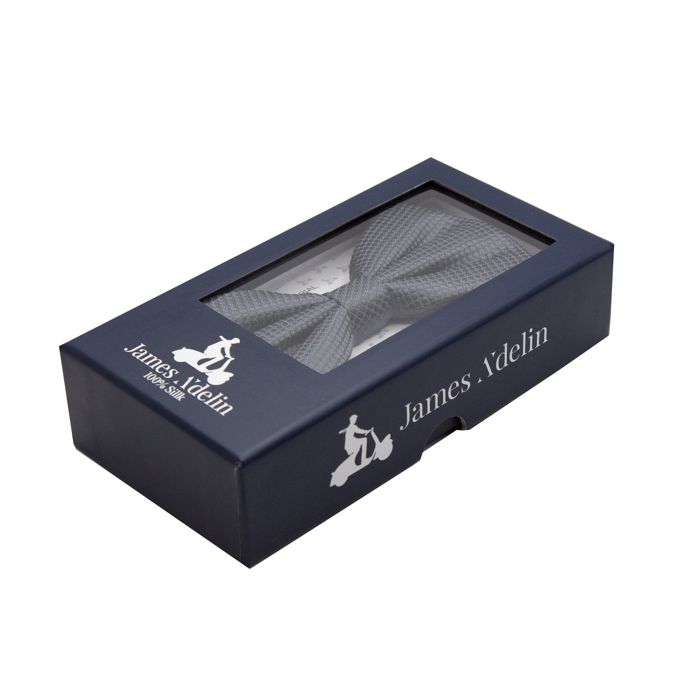 James Adelin Luxury Pure Silk Square Weave Bow Tie in Charcoal