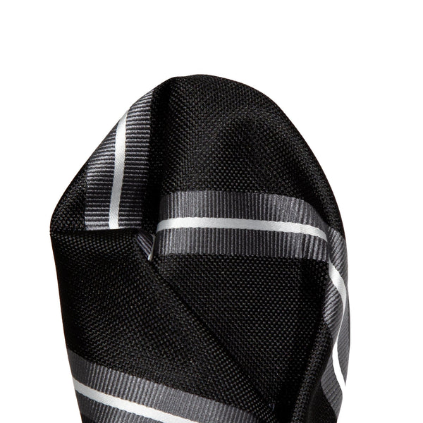 James Adelin Luxury Regimental Stripe Pocket Square in Black and White
