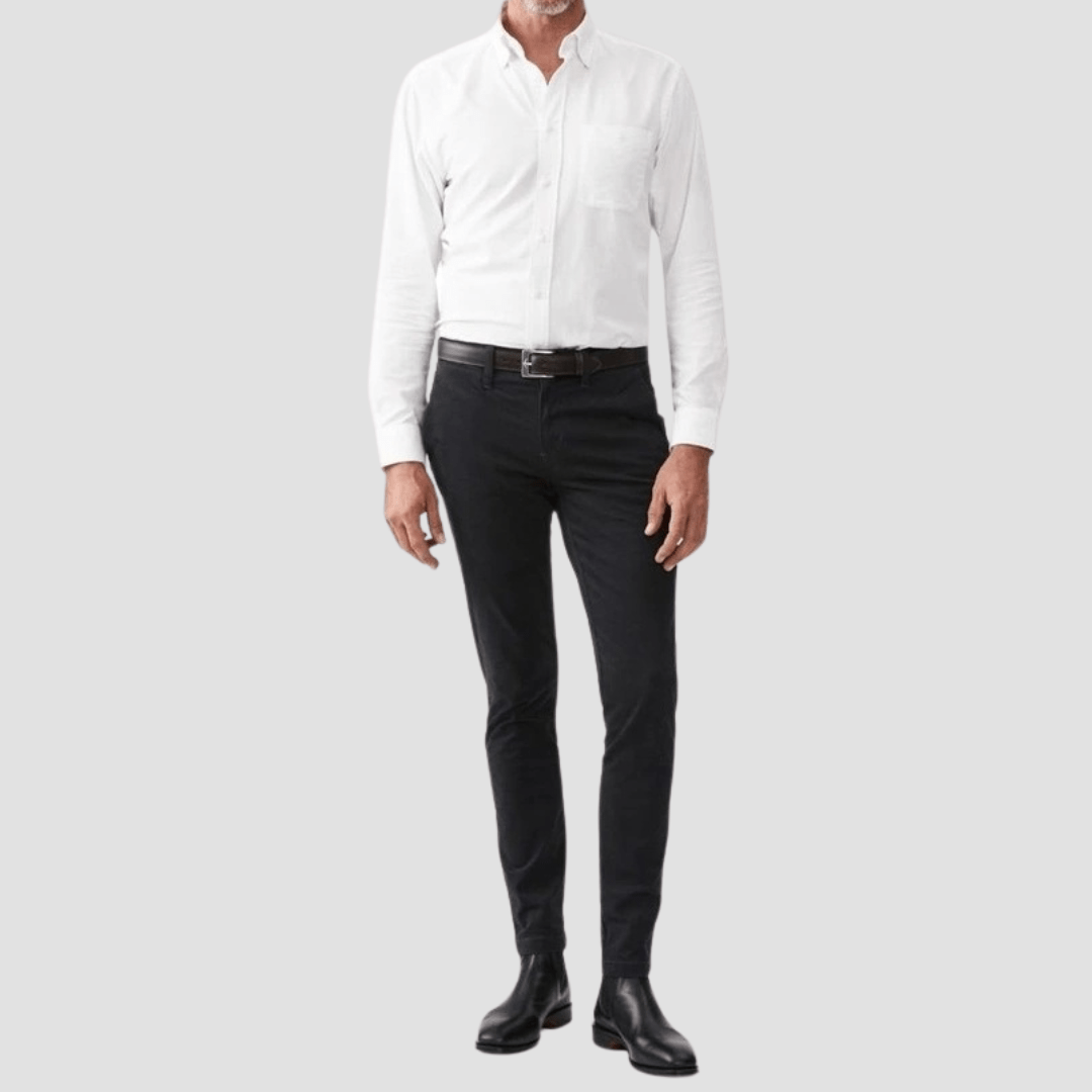 R.M. Williams Mens Collins Oxford Shirt in White Pure Cotton - In Store Only