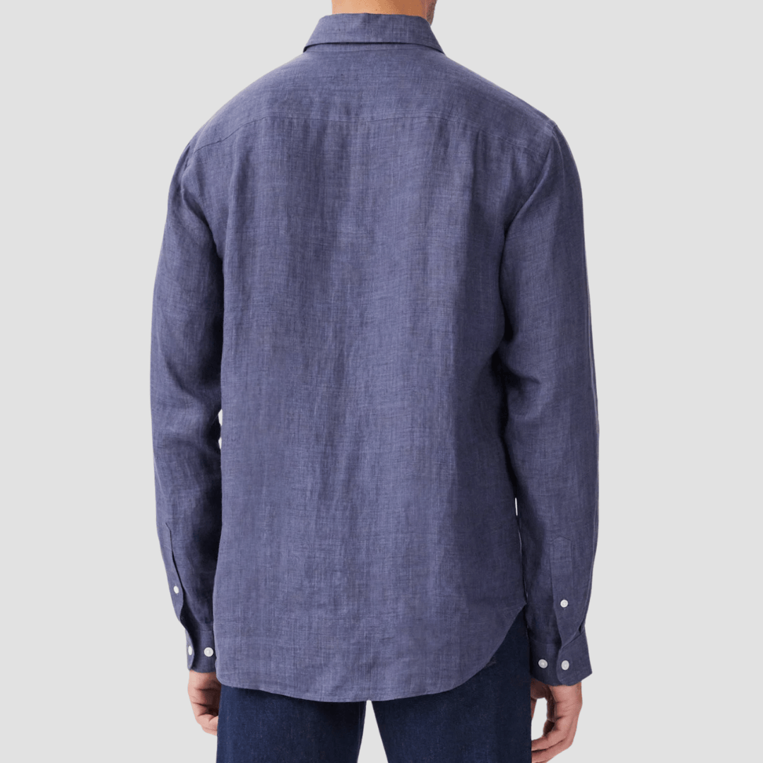 R.M. Williams Mens Newman Classic Linen Shirt in Navy - In Store Only